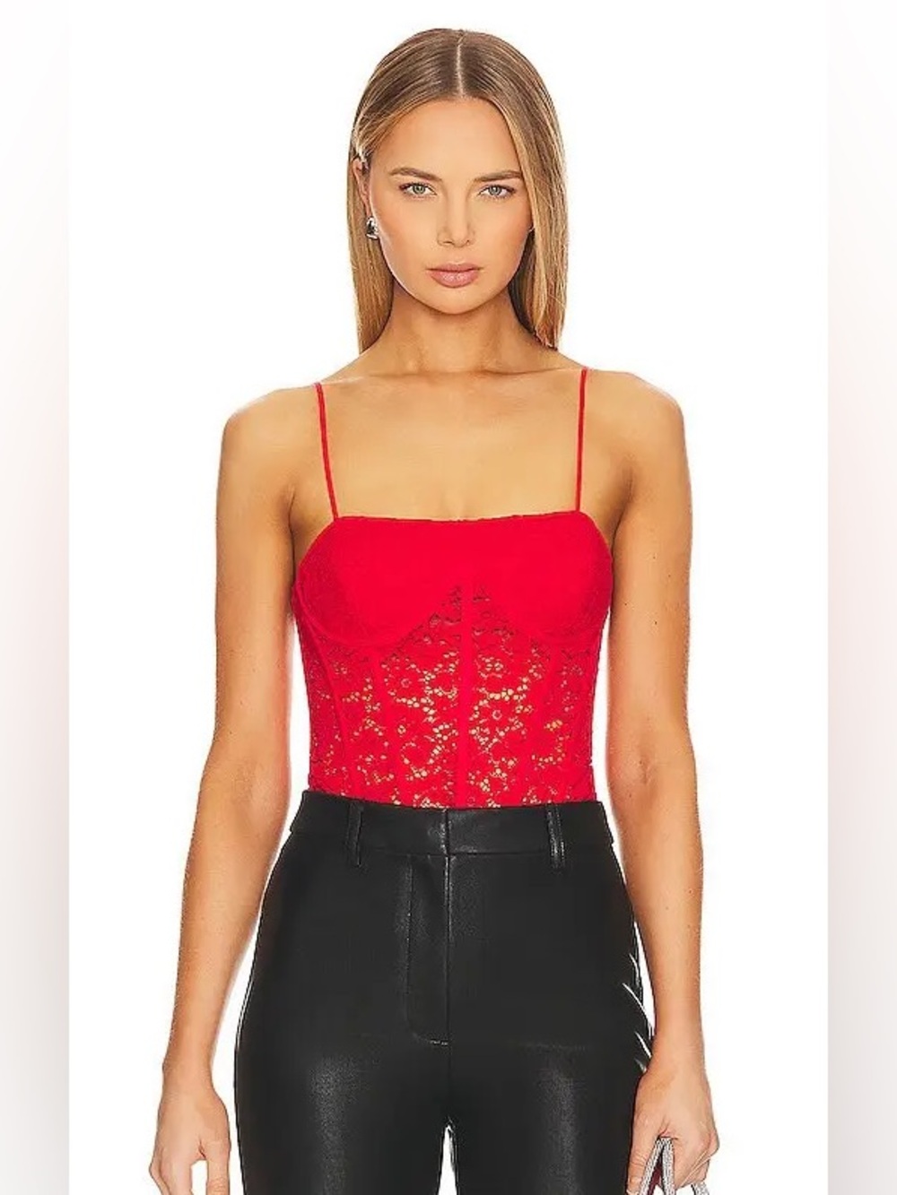 Cami NYC Red Lace Bustier One-Piece Bodysuit for Kids